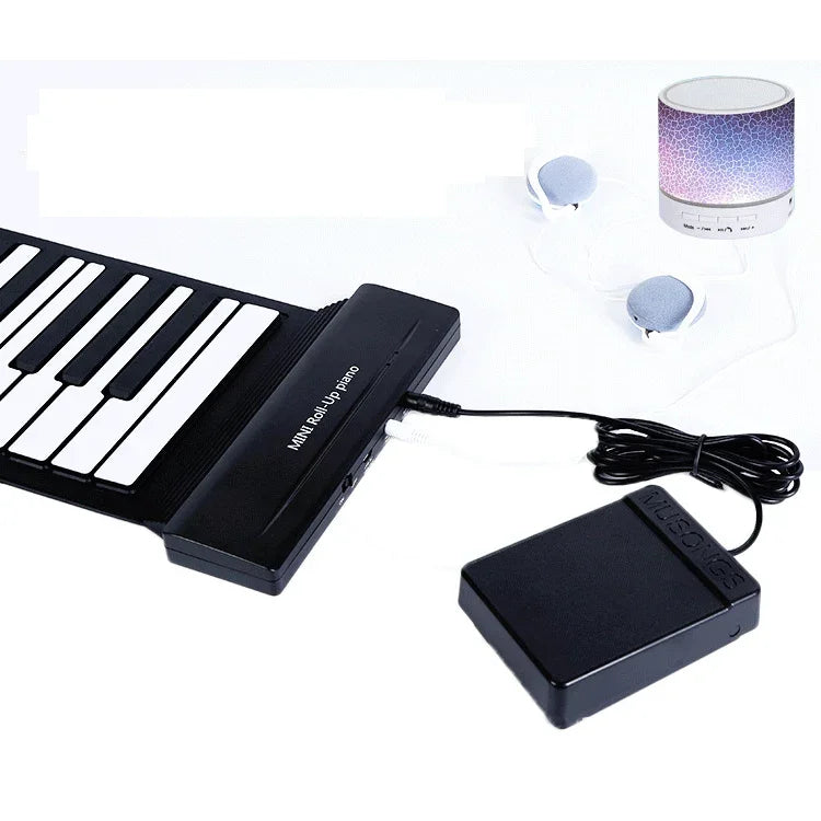 MIDI88 88-Key Hand-Rolled Foldable Piano Professional MIDI Soft Keyboard Simulated Practice Carry-On Folding Electronic Piano, 88-Key