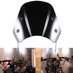 5-7 Inch Retro Motorcycle Windshield Universal Modified Windshield, Black, Smoky, Transparent