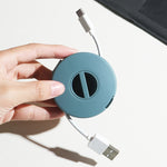 Round Data Cable Storage Box Earphone Storage Collection Box, Yellow, Blue, Transparent, Orange
