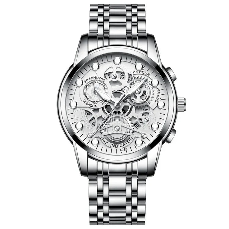 FNGEEN 4088 Men Hollow Quartz Watch Student Waterproof Luminous Watch, Full Gold Gold Surface, Full Gold Black Surface, Black Steel Black Surface White Nails, Black Steel Black Surface Gold Nails, Gold And Gold Surface, Gold Black Surface              ...