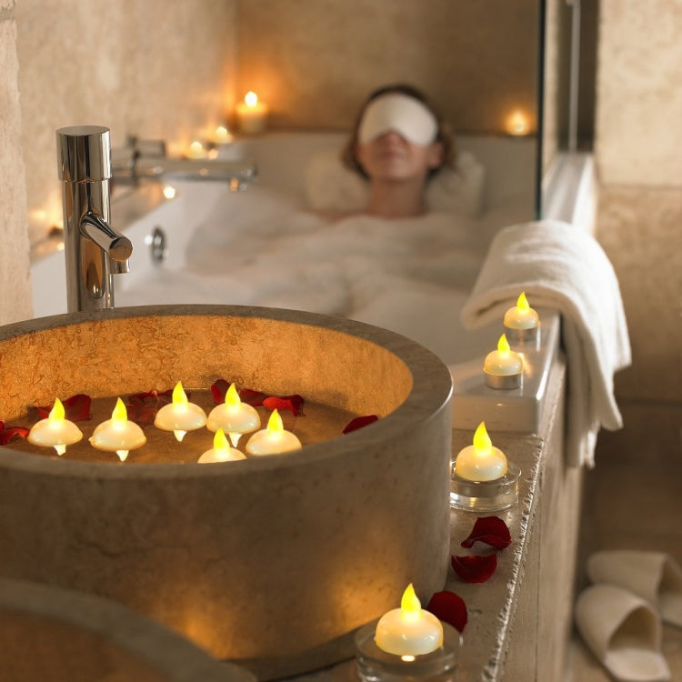 12 PCS  Waterproof Candles SPA Shower Water Decorative Candle Lights LED Floating Candles, Warm White Light, Cool White Light, Yellow Light