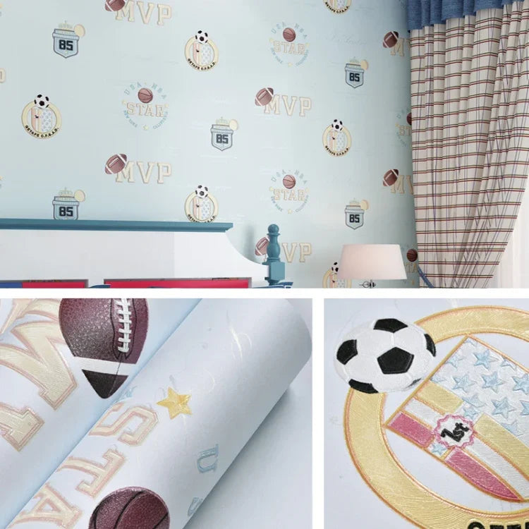 3D Stars Moon Self-Adhesive Wallpaper Mediterranean Children Wall Sticker, 0.53 x 3m
