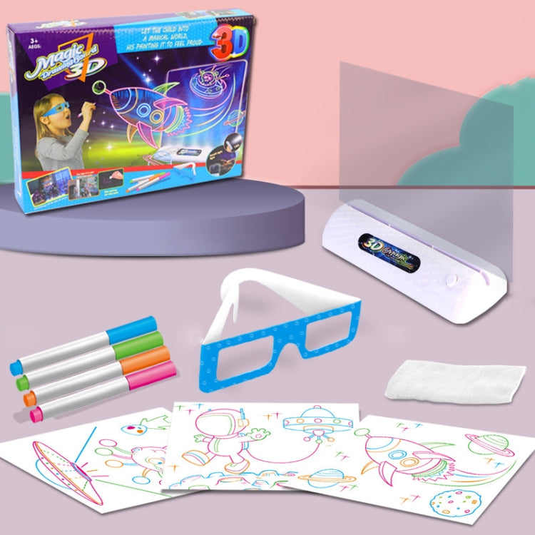 3D Fluorescent Drawing Board Magic Luminous Three-Dimensional Writing Board Graffiti Board Lighting Puzzle Children Drawing Board,Style:, Medium  Drawing Board (Space Version), Medium Drawing Board (Dinosaur Version)                                    ...