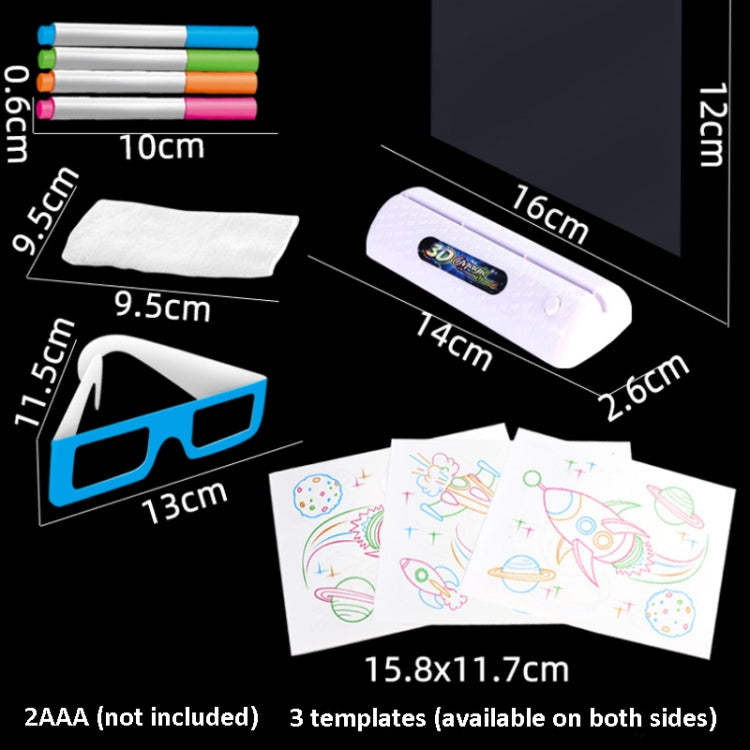 3D Fluorescent Drawing Board Magic Luminous Three-Dimensional Writing Board Graffiti Board Lighting Puzzle Children Drawing Board,Style:, Medium  Drawing Board (Space Version), Medium Drawing Board (Dinosaur Version)                                    ...