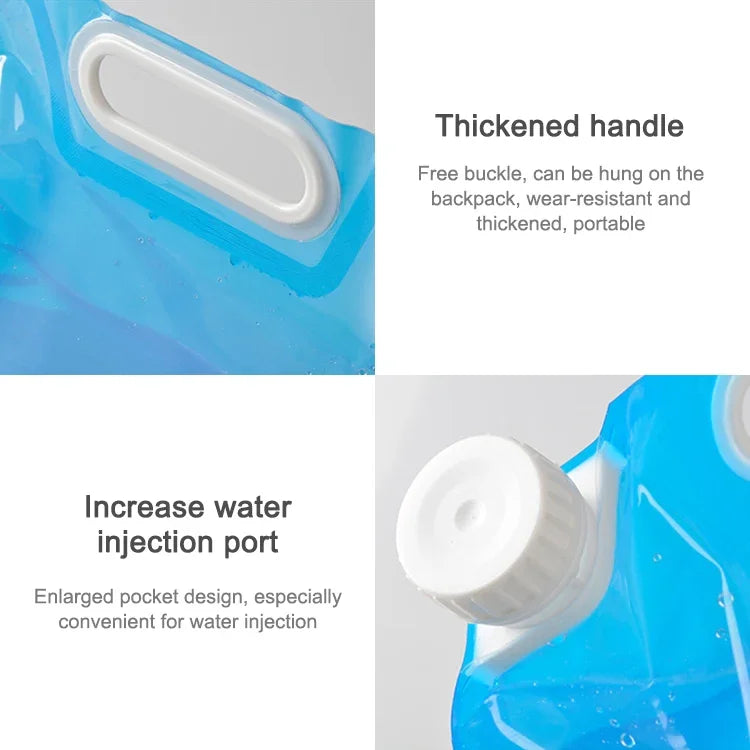 PE Water Bag For Portable Folding Water Storage Lifting Bag for Camping Hiking Survival Hydration Storage Bladder, 10L(Blue)