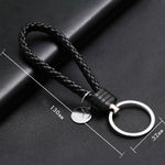Woven Leather Cord Keychain Car Pendant Leather Key Ring, Baotou With Small Round Piece