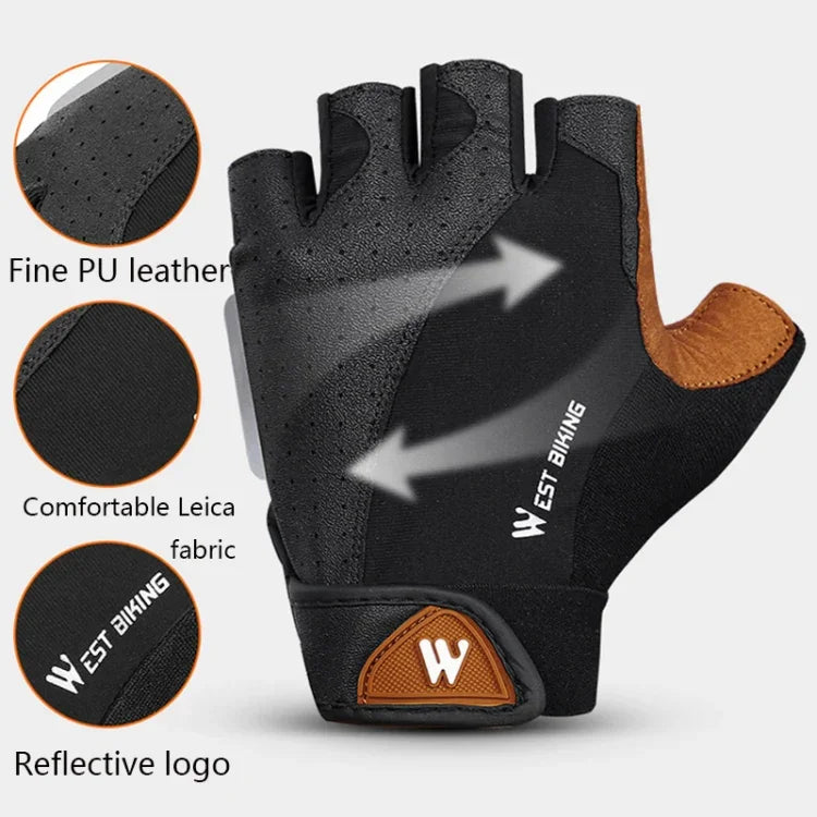 WEST BIKING YP0211196 Half-Finger Shock-Absorbing Anti-Skid Motorcycle Bike Gloves Riding Equipment, S, M, L, XL