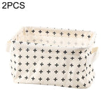 2 PCS Canvas Desktop Storage Basket Sundries Storage Box with Handle, Cross, Star, Tree, Black spot