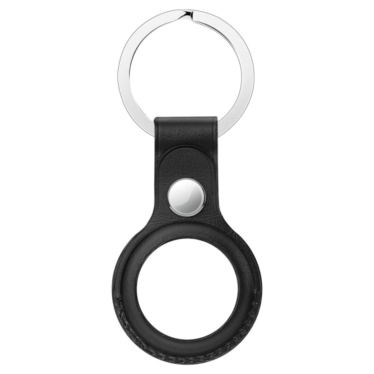 Anti-scratch Top-layer Cowhide Leather Protective Cover with Hanging Buckle for AirTag 2nd Gen / AirTag 1st Gen