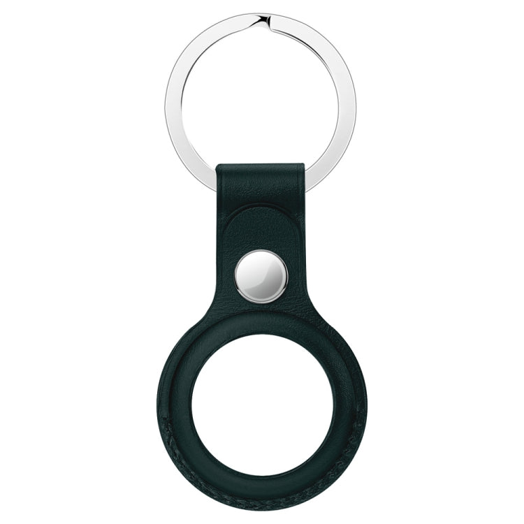 Anti-scratch Top-layer Cowhide Leather Protective Cover with Hanging Buckle for AirTag 2nd Gen / AirTag 1st Gen