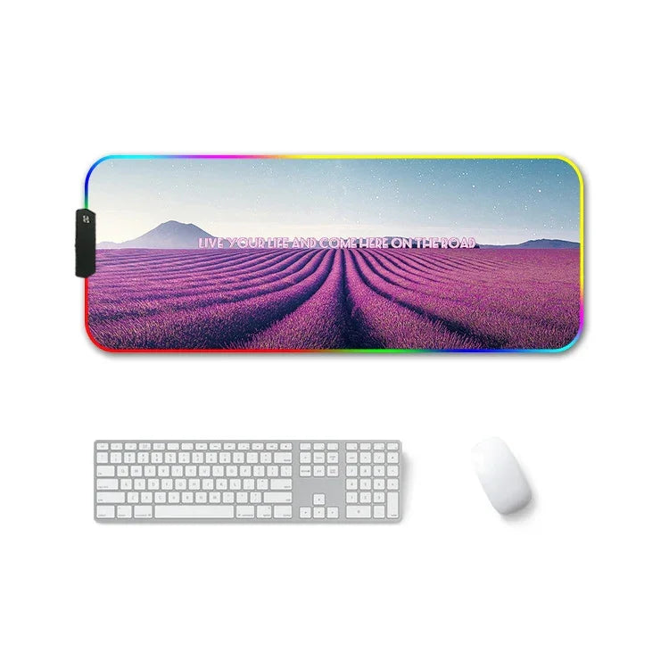 F-01 Rubber Thermal Transfer RGB Luminous Non-Slip Mouse Pad, 250x350x3mm, 250x350x4mm, 260x390x3mm, 260x390x4mm, 300x350x3mm