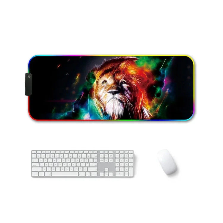 F-01 Rubber Thermal Transfer RGB Luminous Non-Slip Mouse Pad, 350x900x3mm, 350x900x4mm, 400x900x3mm, 400x900x4mm