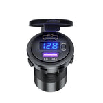 12V Modified Car USB Charger With Voltage Display PD QC3.0 Socket, With Terminal Blue Light, With Terminal Red Light, With Terminal Green Light, With 60cm Line Blue Light, With 60cm Line Red Light, With 60cm Line Green Light
