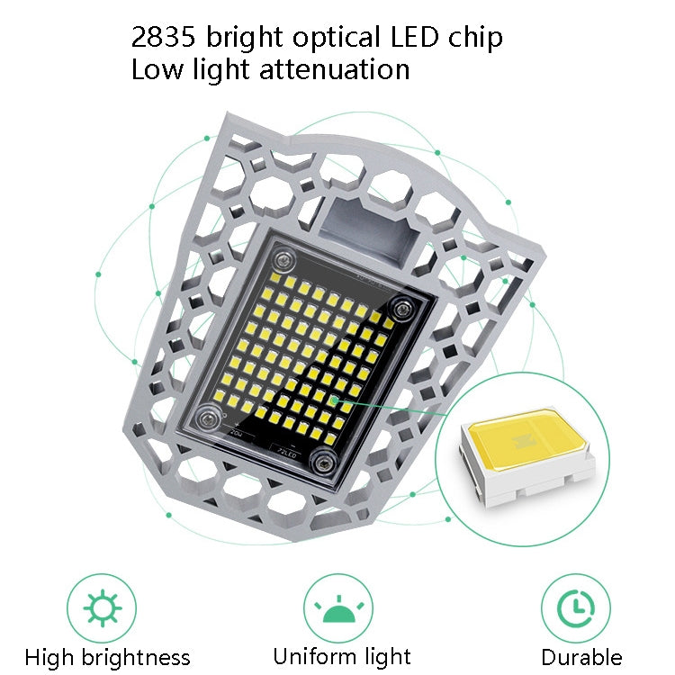 LED Industrial Mining Light Waterproof Light Sensor Folding Tri-Leaf Garage Lamp, 60W, 80W, 100W