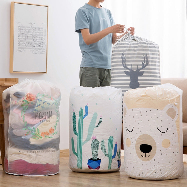 Large-capacity Household Waterproof Moisture-proof Quilt Storage Bag Packing Bag, Striped Deer, Cute Beer, Cactus, Garlands