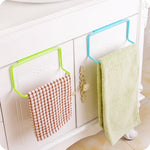 Kitchen Towel Rack Hanging Holder Cupboard Cabinet Door Back Hanger Towel Sponge Holder Storage Rack for Bathroom, White, Blue, Green, Pink