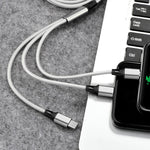 2 PCS ZZ034 USB To 8 Pin + USB-C / Type-C + Micro USB 3 In 1 Fast Charging Cable, Style:, 5A Super Fast-Black, Mini-Silver, Mini-Red, Mini-Blue, Mini-Black