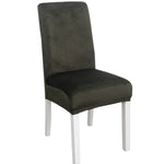 Simple Soft High Elastic Thickening Velvet Semi-Interior Chair Cover Hotel Chair Cover, Coffee Gray, Yellow Green, Wine Red, Navy, Black, Dark Green, White, Peacock Blue, Light Gray, Carbon Gray, Camel, Royal Blue, Beige, Grape Purple, Red, Orange     ...