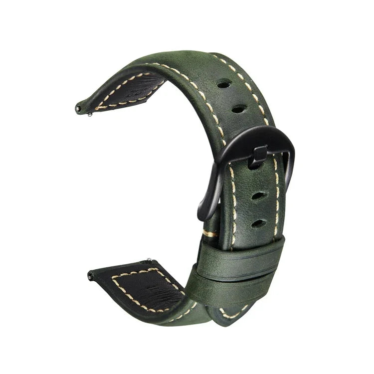 Smart Quick Release Watch Strap Crazy Horse Leather Retro Strap For Samsung Huawei,Size:, 20mm  (Dark Brown Black Buckle), 20mm (Deep Brown Silver Buckle), 20mm (Light Brown Black Buckle), 20mm (Light Brown Silver Buckle), 20mm (Black And Black Buckle)...