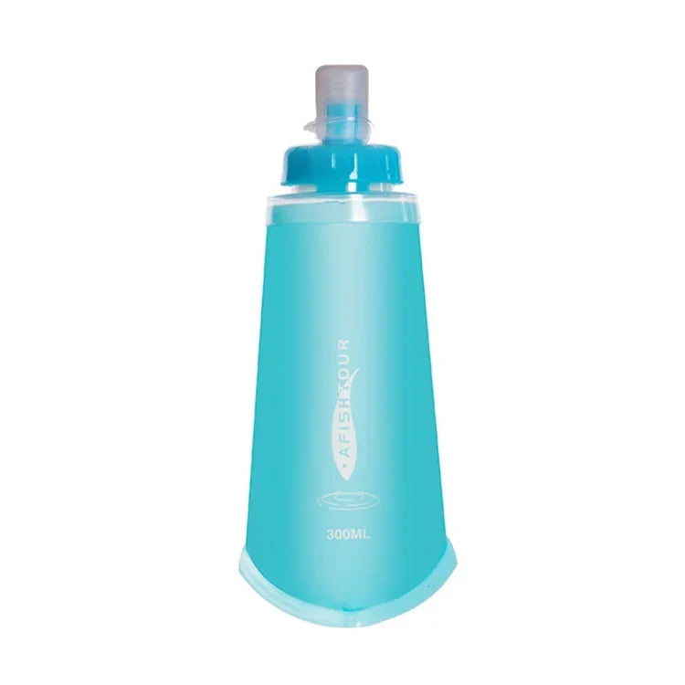 AFISHTOUR TPU Outdoor Sports Soft Water Bag Marathon Water Bottle Folding Water Bag, Capacity:, 400ml (Blue), 400ml (Transparent), 300ml (Blue), 300ml (Transparent)