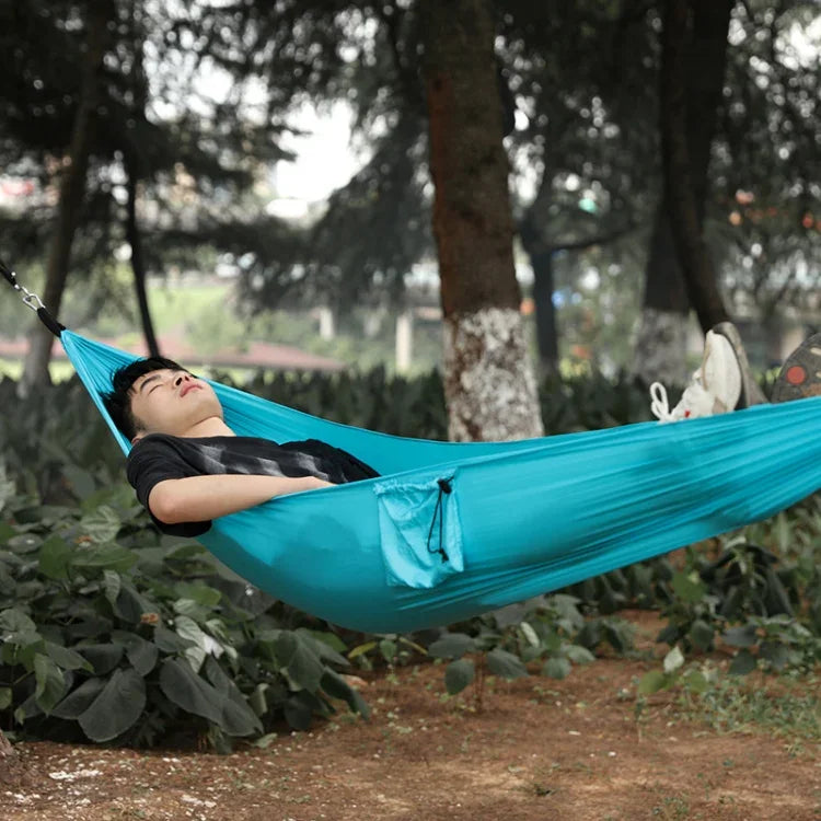 Outdoor Hammock Camping Nylon Single Swing, Random Color Delivery, 0.9x2.45m Random Color