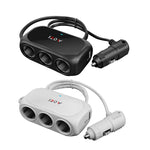 Car Charger Cigarette Lighter 1 In 3 Mobile Phone USB Car Charger, White, Black