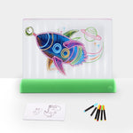 3D Painting Fluorescent Plate LED Shining Puzzle Children Graffiti Panel Handwritten Message Board, Grey, White, Blue, Green, Pink
