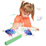 3D Painting Fluorescent Plate LED Shining Puzzle Children Graffiti Panel Handwritten Message Board, Grey, White, Blue, Green, Pink