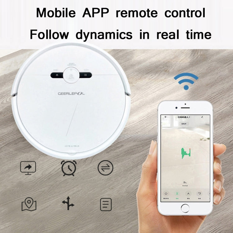 GEERLEPOL Smart Home Automatic Refilling Sweeping Robot, High Configuration Support Mobile Phone APP, White, Black