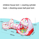 3 in 1 Children Tent Play House Tunnel Foldable Shooting Ocean Ball Pool Toy, Red