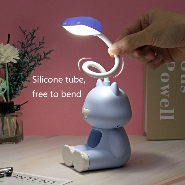 2 PCS FY6601 Cartoon Pen Holder Reading Desk Lamp LED Eye Protection Dormitory Student Bedroom Lamp, Pink, Blue, Green
