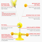 Spring Man Funny Cat Toy Cat Sucker Toy Funny Cat Feather Funny Cat Ball, Yellow, Pink, Brown