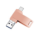 USB 3.0 + 8 Pin + USB-C / Type-C 3 in 1 Phone Computer Metal Rotatable U-Disk, 32GB, 16 GB, 64GB