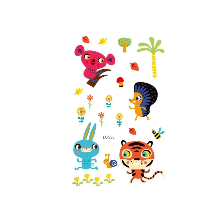 20 PCS Waterproof Anti-Sweat Children Cute Cartoon Animal Tattoo Stickers, EC-581, EC-582, EC-583, EC-584, EC-585, EC-590, EC-531, EC-591, EC-592, EC-593, EC-594, EC-614, EC-615, EC-617, EC-618