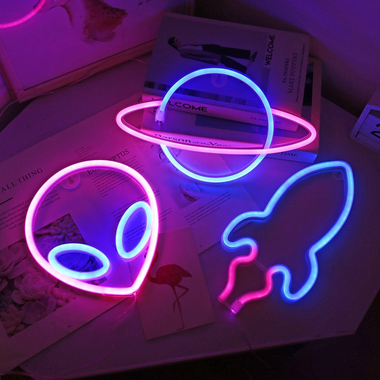 LED Personalized Neon Decorative Light Modeling Light USB Battery Box Dual Purpose, Spec:, Alien, Planet