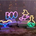 LED Neon Light Festive Atmosphere Decoration Lights Bar Shop Decoration Lights, Witch Hat, Broom Witch, Round Bottle, Long Bottle, Skull, Candy, Boo, Bat, Eye