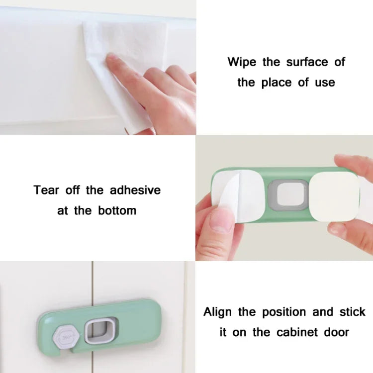 Children Anti-pinch Hand-opening Door Safety Lock, Light Gray, Green