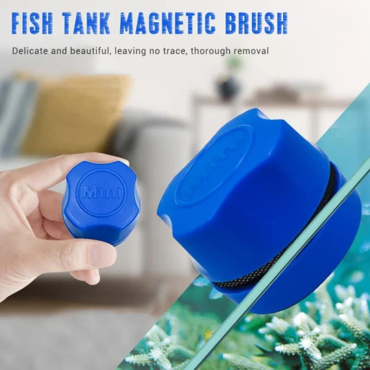 Aquarium Double-Sided Magnetic Cleaning Brush, Blue, White, Black