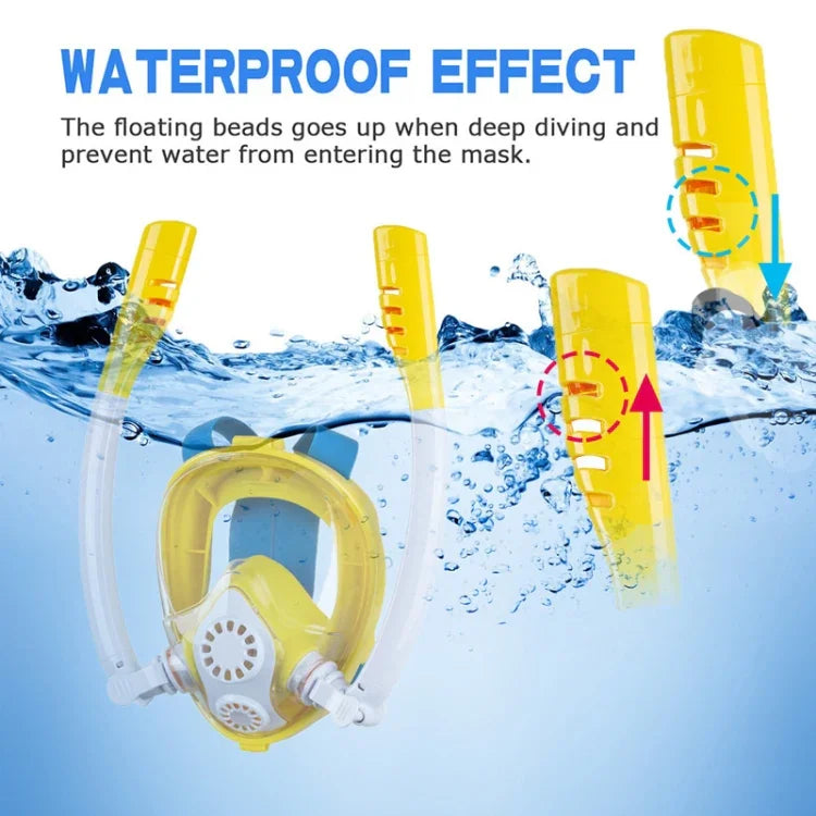 Kids Double Tube Full Dry Silicone Diving  Snorkeling Mask Swimming Glasses, XS