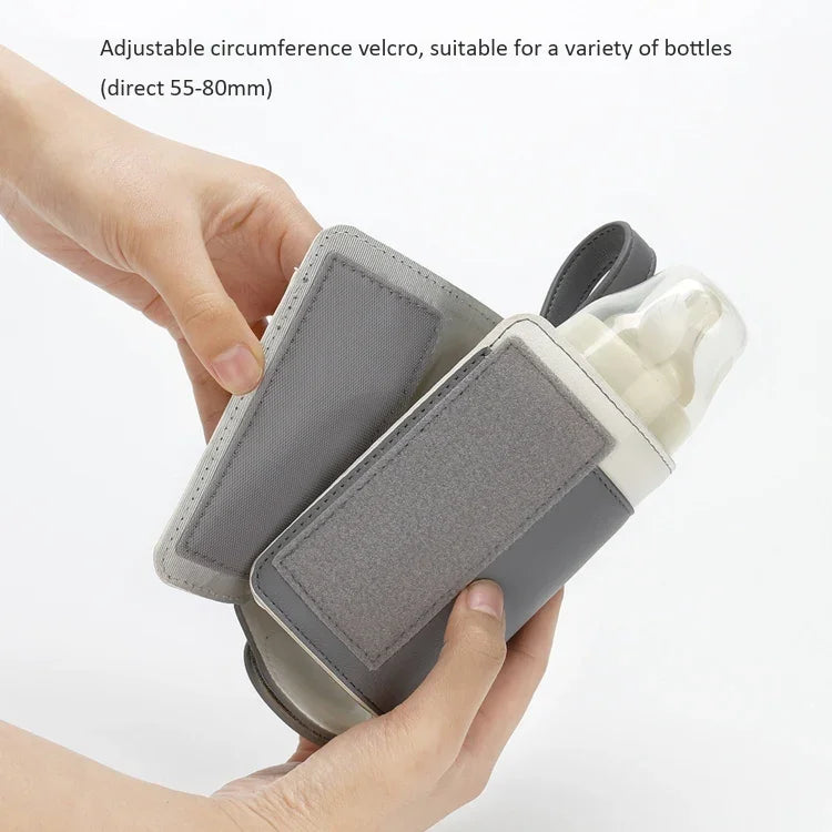 027 Leather Insulated Baby Bottle Cover Heating Bottle Bag, Free Size