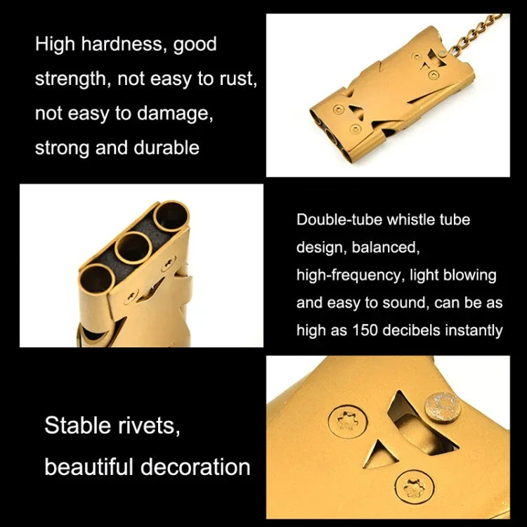 Outdoor High Decibel Stainless Steel Three-Tube Survival Rescue Whistle, Silver, Grey, Black, Colorful, Gold