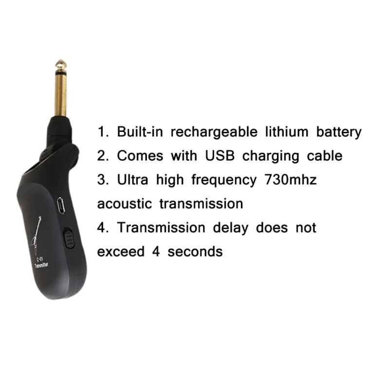 C01 Electric Guitar Wireless Audio Transmitter Receiver, Black