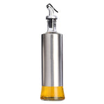 Stainless Steel Glass Oil Bottle Kitchen Pressed Seasoning Bottle, 200ml, 300ml, 500ml