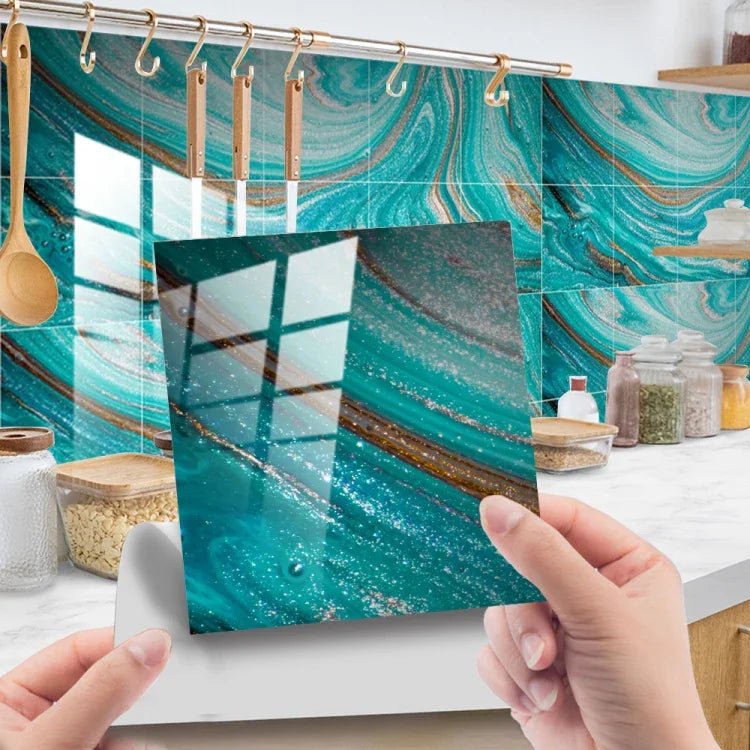 PVC Crystal Covered Film Geometric Pattern Tile Wall Sticker, 20 PCS 20cm