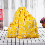 Cotton Linen Drawstring Pocket Sundries Storage Bag, Small+Medium+Large