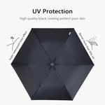 PARACHASE Carbon Fiber Light Portable Small Clever Black Glue Sunscreen Anti-UV Sun Umbrella, Black, Navy, Khaki