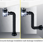 Household Deodorant Washbasin Water Pipe, Style:, A Black Flap With Basket and Overflow, B White Flap With Basket and Overflow, C Black Flap No Basket With Overflow, D White Flap No Basket With Overflow, E Black Flap Without Basket and Overflow        ...