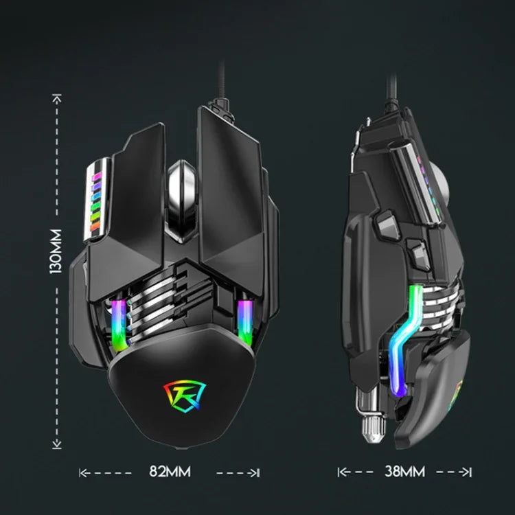 Taijia P3 6 Keys RGB Lighting Adjustable Wired Mouse, Black, White