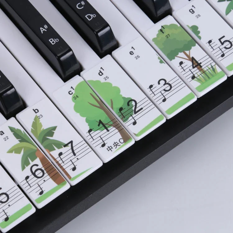 M52 88/76/61/54/49 Keys Piano Keyboard Stickers, Tree, Giraffe
