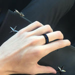 2 PCS Men Stainless Steel Embossed Turnable Chain Rings, Black, Steel Color, Black Steel Color, Dark Blue